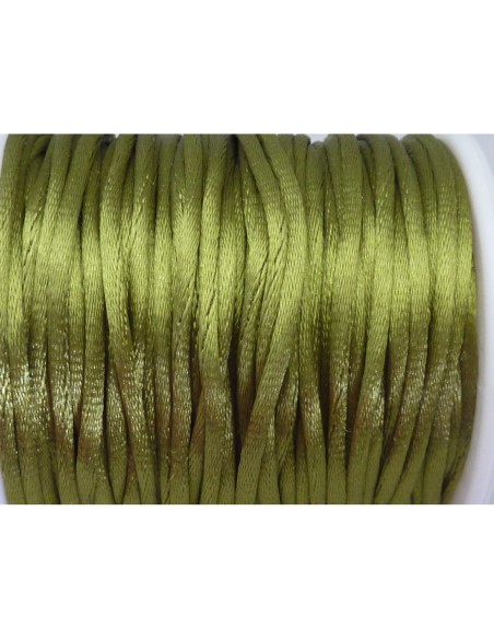 5m Cordon Queue de rat ou Ficelle chinoise 2mm vert olive brillant