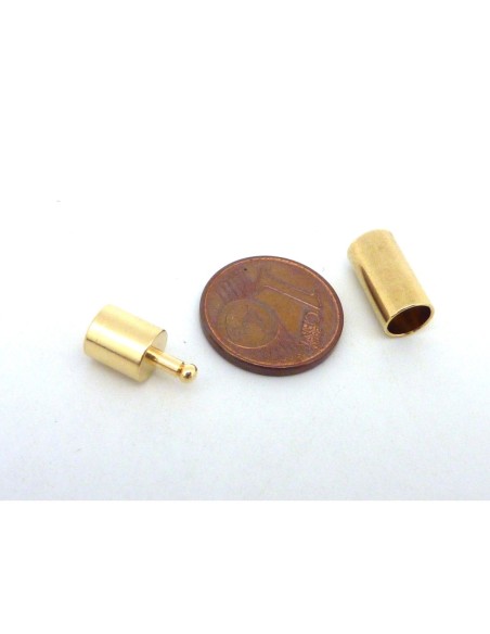 R-Lot de 5 Fermoirs tige avec embout rond 5mm en métal doré