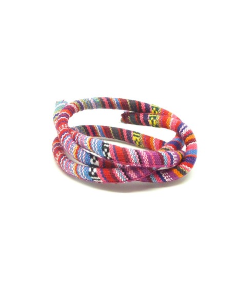 Cordon ethnique rose multicolore 6mm