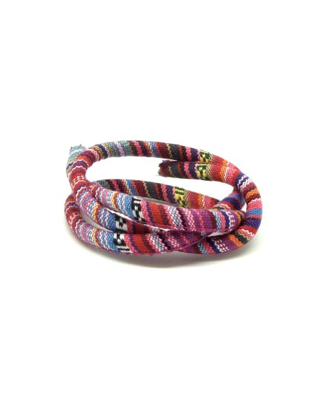 Cordon ethnique rose multicolore 6mm