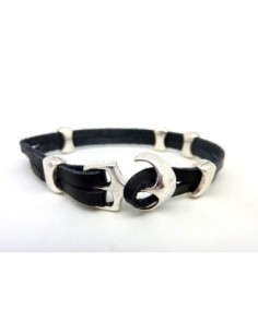 Fermoir crochet ancre bracelet multi rangs en métal argenté