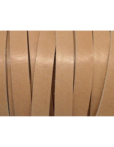 R-20cm Cuir plat largeur 10mm de couleur marron clair, marron naturel - CUIR VERITABLE