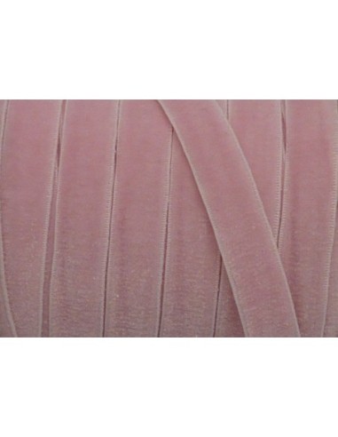 1m Ruban velours élastique plat largeur 10mm rose pâle, rose dragée