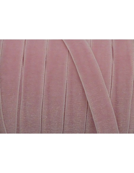1m Ruban velours élastique plat largeur 10mm rose pâle, rose dragée