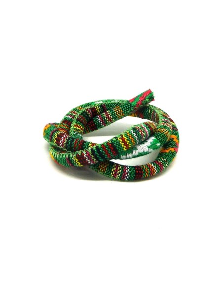 50cm Cordon ethnique en coton tissé 6mm - couleur multicolore dominante vert