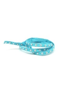 Lanière simili daim bleu turquoise clouté et pailletté 2