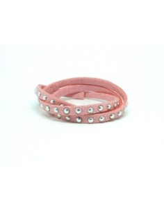 1m cordon de suédine cloutée rose pastel dragée pailleté... 2