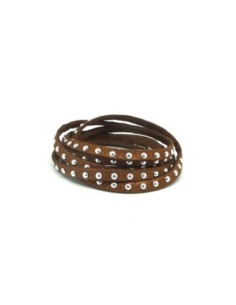 1m cordon de suédine cloutée marron chocolat pailleté et... 2