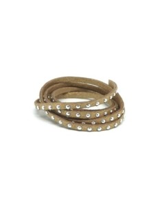 1m cordon de suédine cloutée beige pailleté et clou...