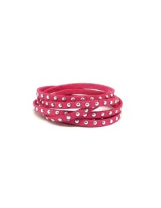 R-1m cordon de suédine cloutée rose fuchsia pailleté et...