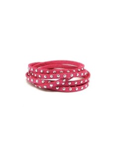 R-1m cordon de suédine cloutée rose fuchsia pailleté et... 2