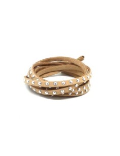 1m cordon de suédine cloutée beige et clou argent 4,5mm x...