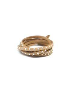 1m cordon de suédine cloutée beige et clou argent 4,5mm x... 2