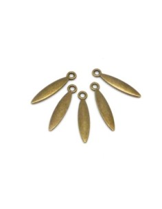 10 breloques pendentif navette effilées 21,9mm x 4,7mm en métal de couleur bronze lisse