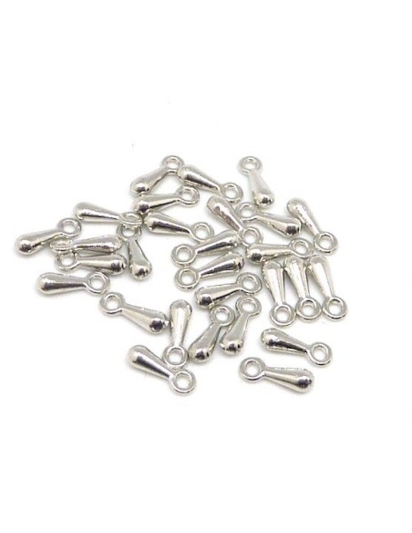 Breloque goutte en métal argenté