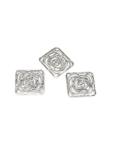R-3 Pendentifs estampe filigrane carré en métal...