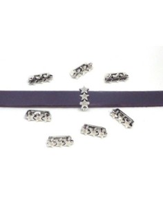 Perle passant étoile en métal argenté pour cuir de 6mm 2