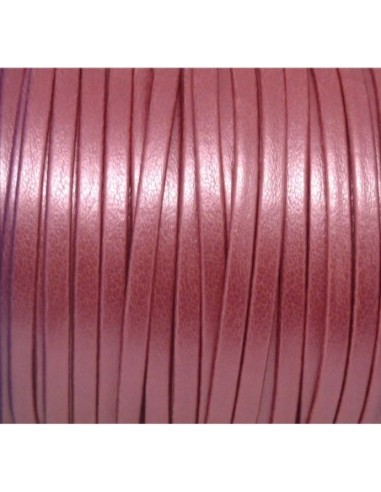 1m Lanière simili cuir 3mm de couleur rose framboise effet nacré très belle qualité