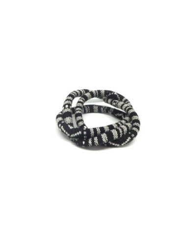 cordon ethnique 6mm tissé noir et blanc