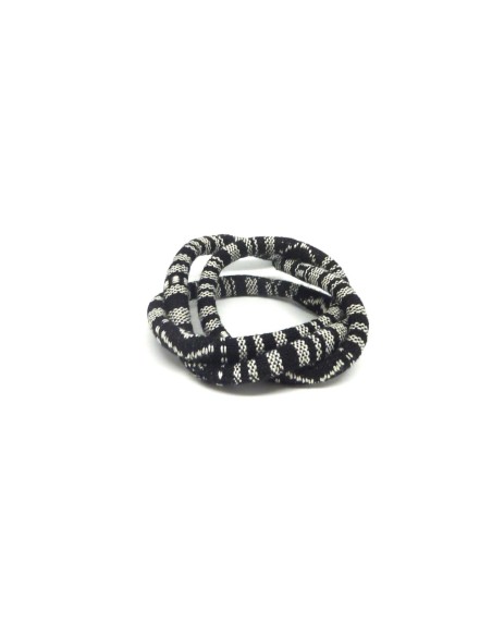 cordon ethnique 6mm tissé noir et blanc