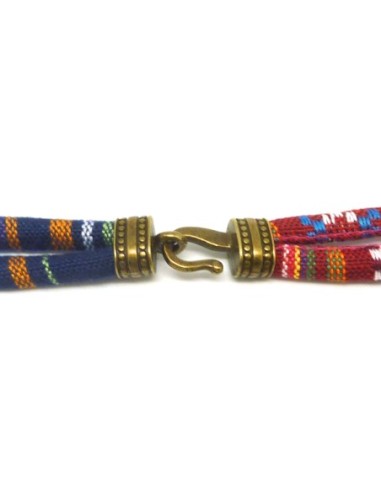 Fermoir crochet avec embout pour cuir régaliz ou 2 cordons ethniques de 6mm en métal de couleur bronze