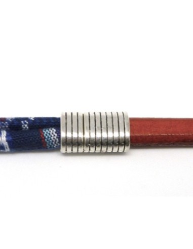 R-Fermoir aimanté rectangle arrondi strié 10X8mm en métal argenté pour cuir regaliz