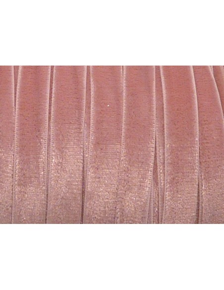 R-1m Ruban élastique plat velours 10mm vieux rose pâle pour headband par exemple