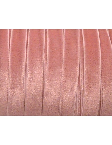 R-1m Ruban élastique plat velours 10mm vieux rose pâle pour headband par exemple