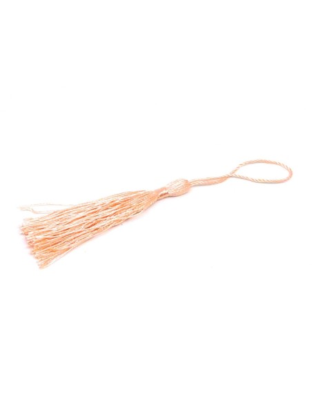 Pompon, breloque en fil polyester 10-14cm de couleur orange pastel bisque