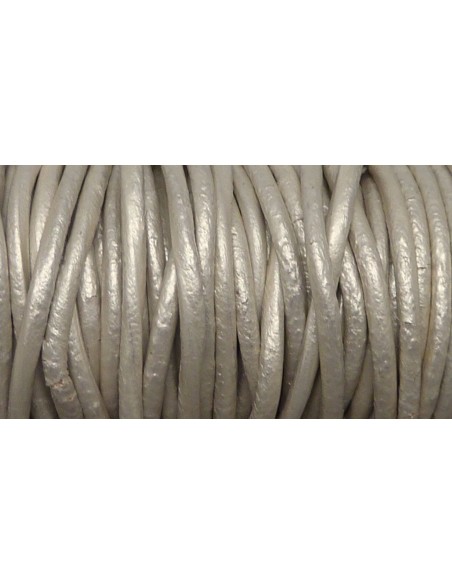 cordon cuir blanc cassé écru effet nacré craquelé 1,5mm