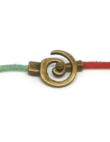 Fermoir bronze spirale pour cordon cuir de 3mm