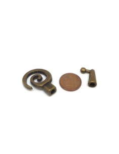 Fermoir bronze spirale pour cordon cuir de 3mm 2