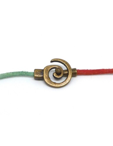 Fermoir en métal bronze spirale pour cordon cuir de 3mm