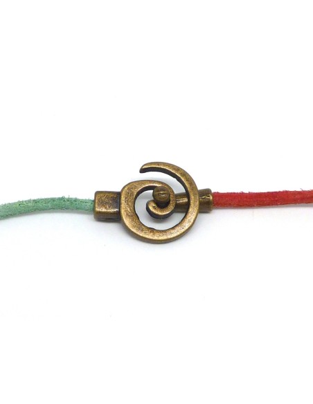 Fermoir en métal bronze spirale pour cordon cuir de 3mm