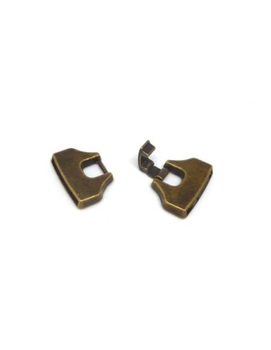 Fermoir clip rectangle manchette pour lanière cuir de 18mm en métal de couleur bronze