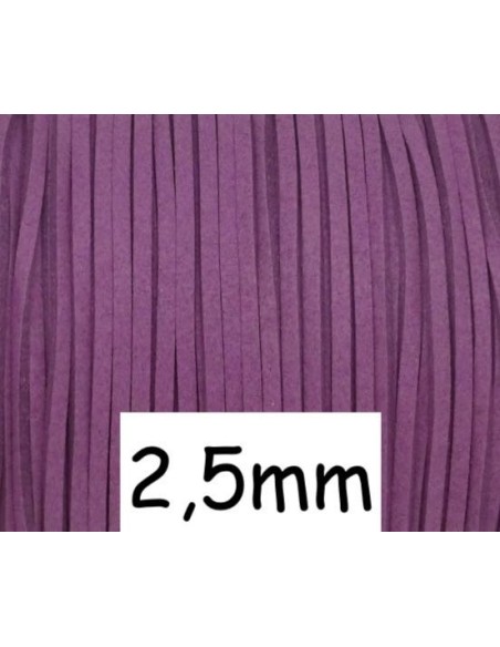 Cordon daim synthétique 2,5mm violine lilas