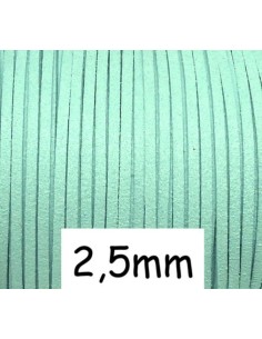 Cordon daim synthétique bleu vert pastel 2,5mm