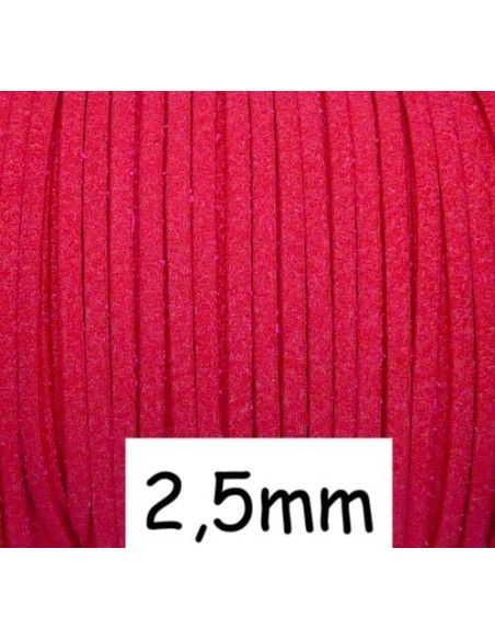 Cordon suédine rose fuchsia vif 2,5mm