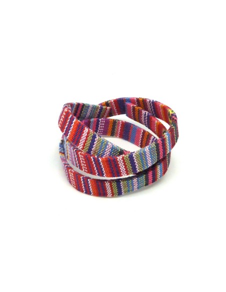 Lanière ethnique multicolore 10mm dominante rose