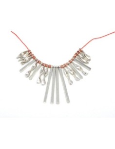 Pendentif torsade et tige argenté en métal