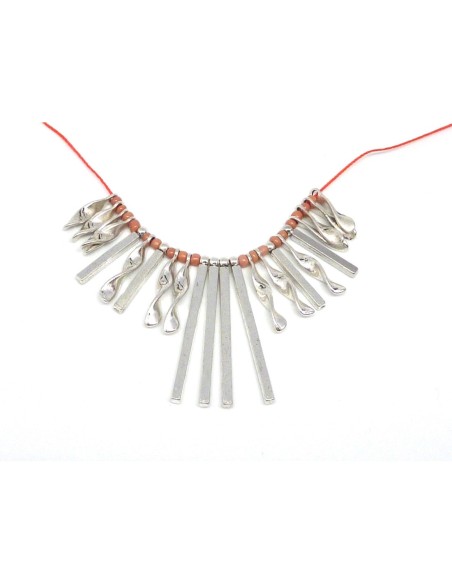 Pendentif torsade et tige argenté en métal