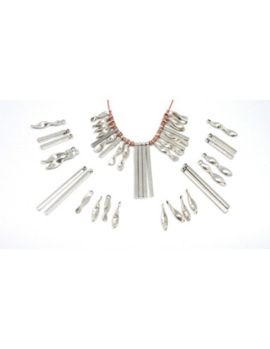 Breloque torsade et tige assorties pas chère de couleur argenté