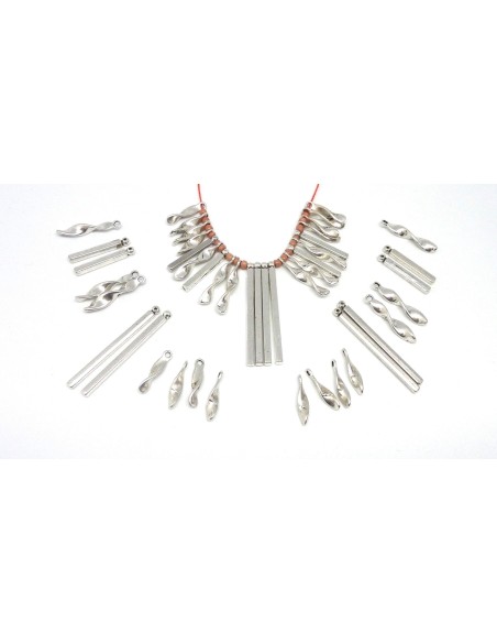 Breloque torsade et tige assorties pas chère de couleur argenté