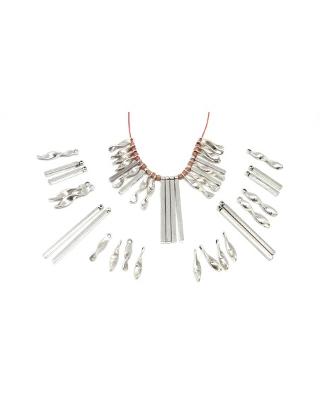 Breloque tige cubique et torsade pour collier 