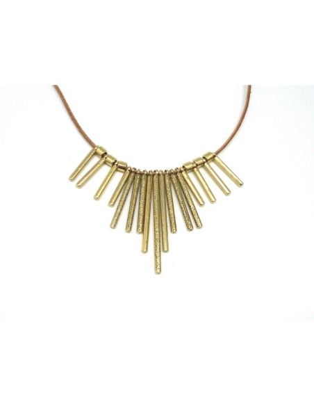 Lot de 17 breloques pendentif tige assorties en métal doré pâle lisse et travaillé idéal pour collier ethnique