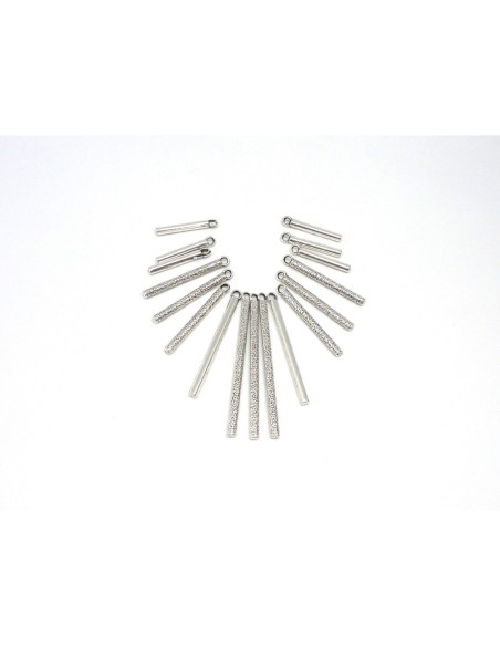 breloques pendentif tige assorties en métal argenté lisse et travaillé idéal pour collier ethnique