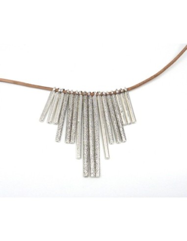 breloques pendentif tige assorties en métal argenté lisse et travaillé idéal pour collier ethnique