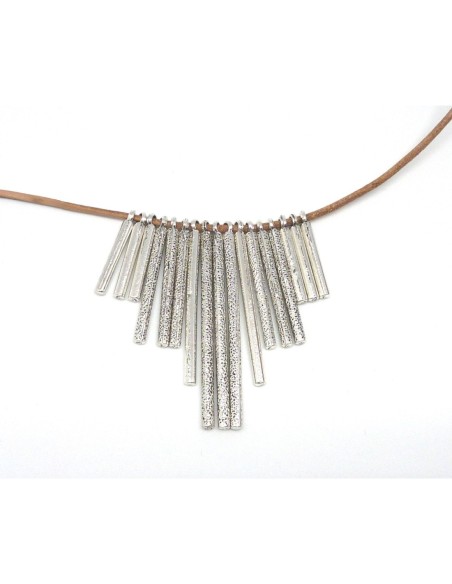 breloques pendentif tige assorties en métal argenté lisse et travaillé idéal pour collier ethnique