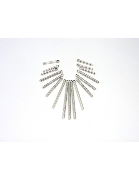 breloques pendentif tige assorties en métal argenté lisse et travaillé idéal pour collier ethnique