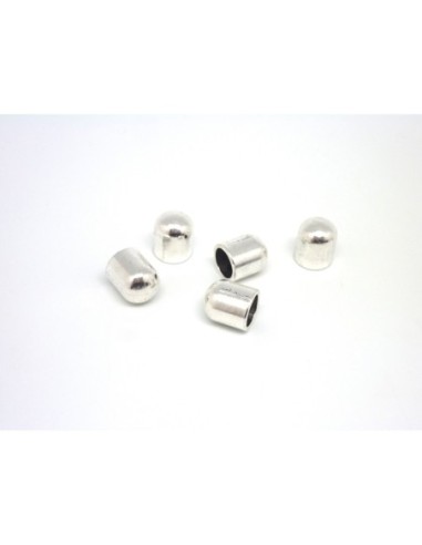 Perle argenté de finition pour cordon cuir de 6mm en métal